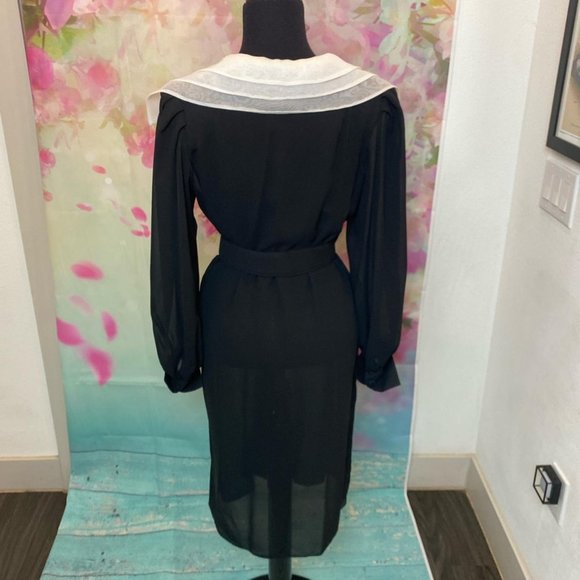 R.E.O originals vintage union Vintage 1980s dress. Semi sheer black chiffon poly - Picture 2 of 4